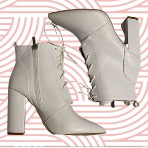 SHEIN white lace up ankle booties